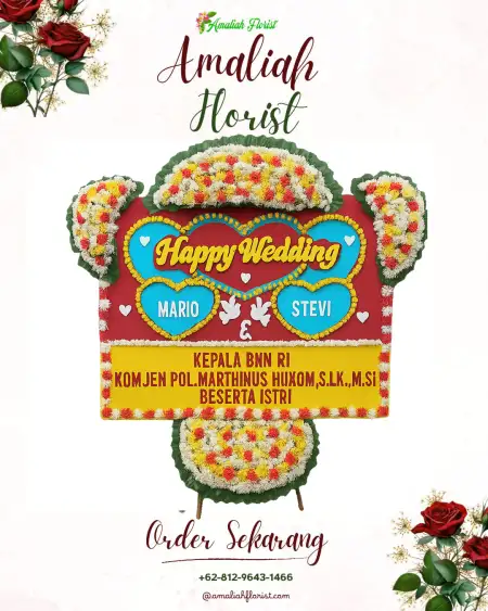 Papan Bunga Pernikahan Paal Merah